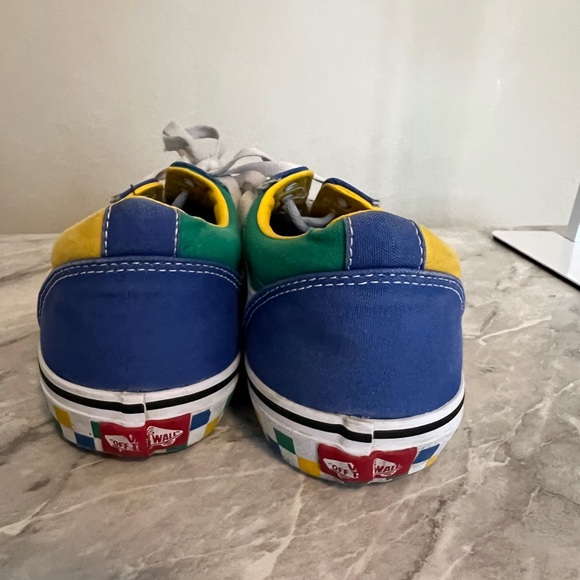 Vans Ward low sneakers blue yellow & checkered size 8.5 - Picture 5 of 6